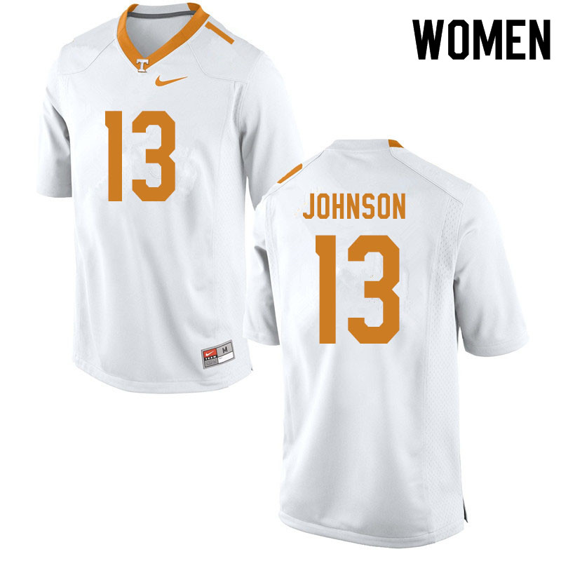 Women #13 Deandre Johnson Tennessee Volunteers College Football Jerseys Sale-White